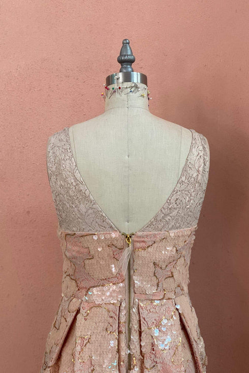 Pink Sequin Midi Dress